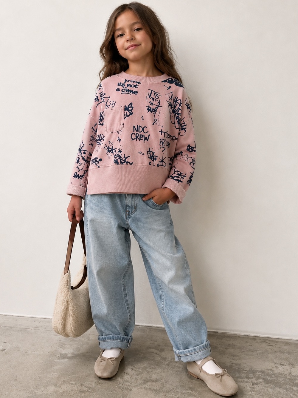 ZARA Girls Pink Graffiti Printed Sweatshirt ~ size 6